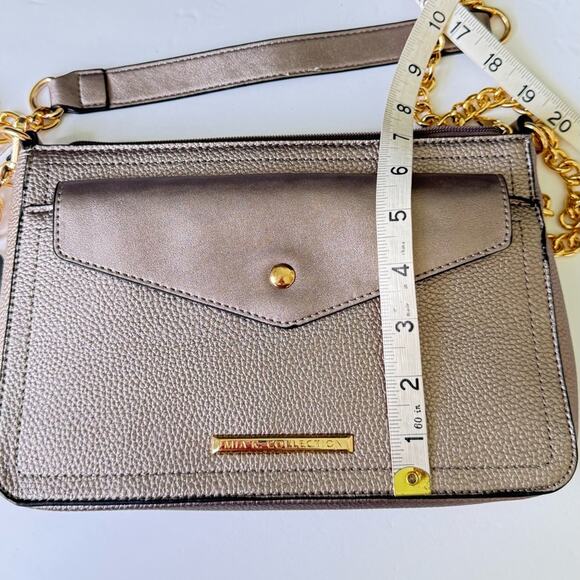 MKF Collection Pewter Crossbody Envelope Clutch Pouch Vegan Leather Crossbody - Picture 12 of 16